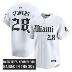 Kyle Stowers Jersey #28 Miami Marlins Gothic Vice Edition Stitched White