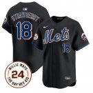 Darryl Strawberry Jersey #18 Mets Willie Mays Patch Vapor Black