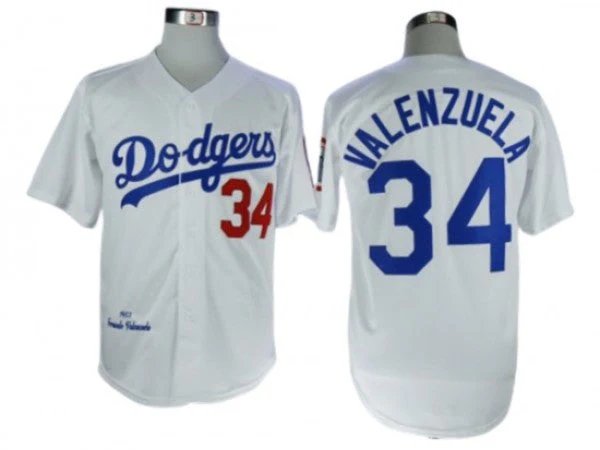 LAD #34 Fernando Valenzuela White Throwback Jersey