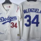 Los Angeles Dodgers #34 Fernando Valenzuela Cream Throwback Jersey