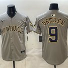 Men's Milwaukee Brewers #9 Bob Uecker Gray Home Limited Stitched Jersey