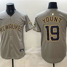 Men's Milwaukee Brewers #19 Robin Yount Grey Home Limited Stitched Jersey