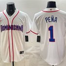 Men's Dominican Republic Baseball #1 Jeremy Pena White 2026 World Baseball Classic Jersey