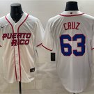 Men's Puerto Rico Baseball #63 Fernando Cruz White 2026 World Baseball Classic Home Jersey