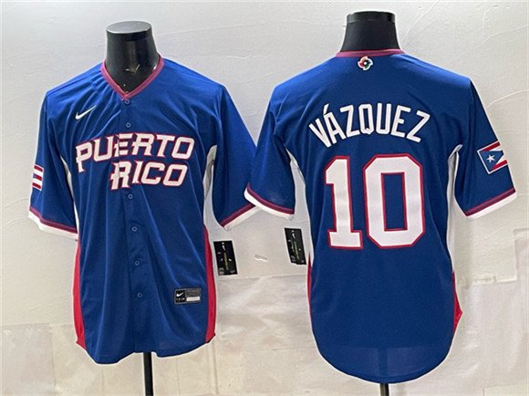 Men's Puerto Rico Baseball #10 Luis V&Atilde;&iexcl;zquez Royal 2026 World Baseball Classic Road Jersey