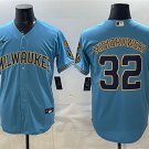Brewers #32 Jacob Misiorowski Blue With Home & Bob Uecker Patch Jersey