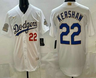 Dodgers #22 Clayton Kershaw White Gold World Series Champions Collection Limited Jersey 2026