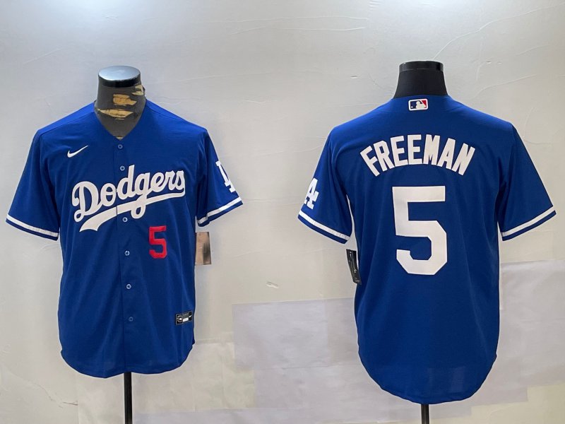 Dodgers #5 Freddie Freeman Number Royal Player Jersey