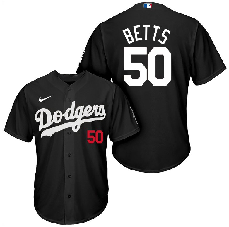 Dodgers #50 Mookie Betts Black Cool Baseball Jersey