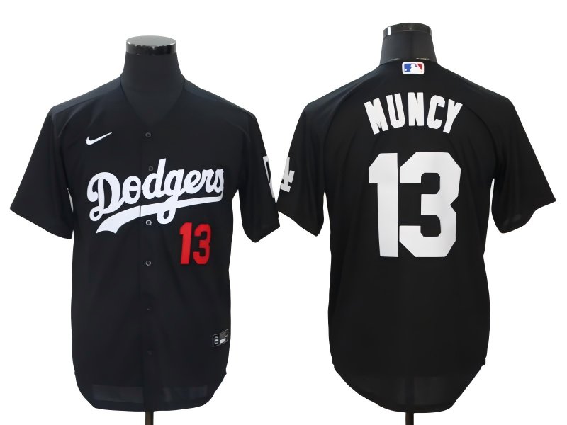 Dodgers #13 Max Muncy Black Cool Baseball Jersey
