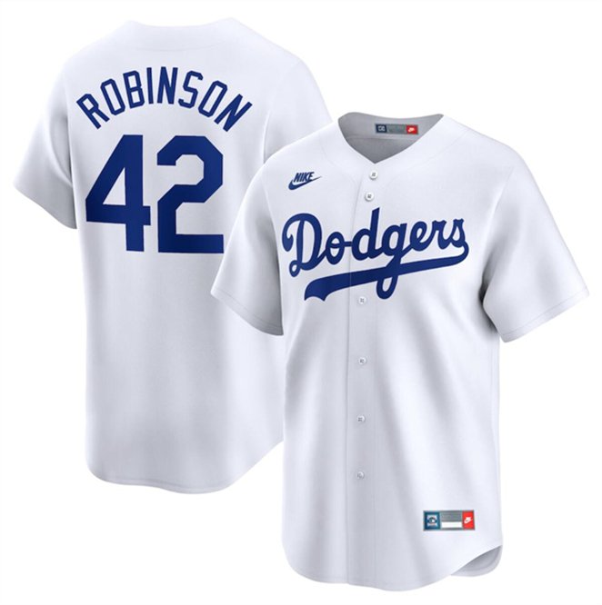 Men's Brooklyn Dodgers #42 Jackie Robinson White Throwback Cooperstown Collection Jersey