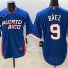 Men's Puerto Rico Baseball #9 Javier Báez Royal 2026 World Baseball Classic Road Jersey