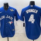 Men's Toronto Blue Jays #4 George Springer Royal 2025 World Series Home Cool Base Jersey