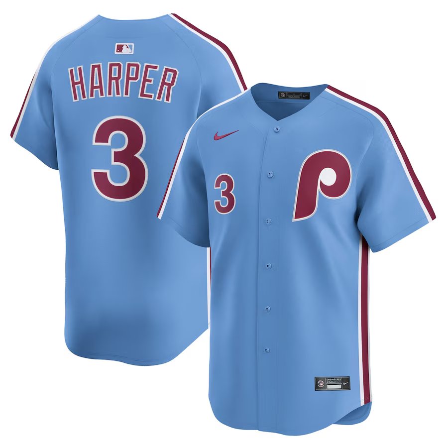Phillies #3 Bryce Harper Cooperstown Cool Baseball Jersey Royal Blue