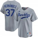 Dodgers #37 Teoscar Hernandez Nike Gray Throwback Cooperstown Collection Limited Jersey
