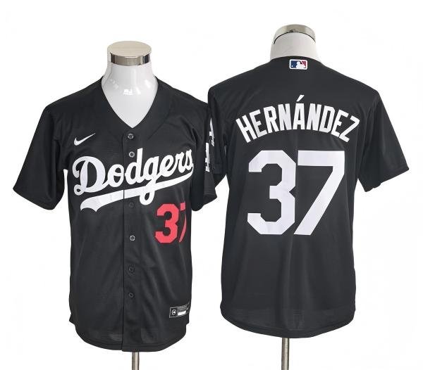Los Angeles Dodgers #37 Teoscar Hernandez Nike Black Fashion Limited Jersey