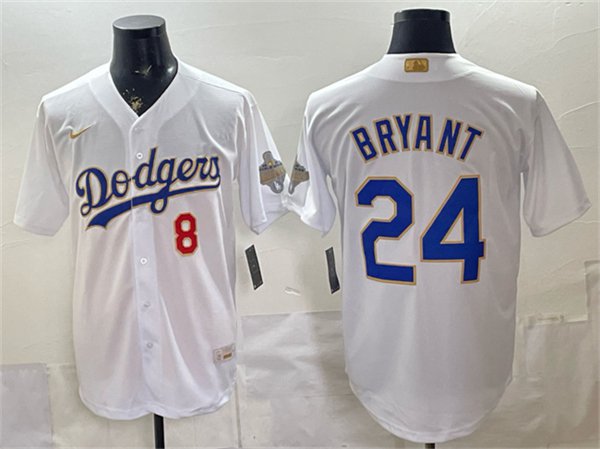 Los Angeles Dodgers #24 Kobe Bryant White 2026 Gold Collection Stadium Stitched Jersey