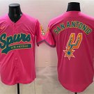 Men's San Antonio Spurs Team Big Logo Pink Stitched Baseball Jersey