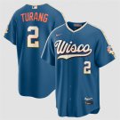 Milwaukee Brewers #2 Brice Turang Mineral Blue 2026 City Connect Stadium Stitched Jersey
