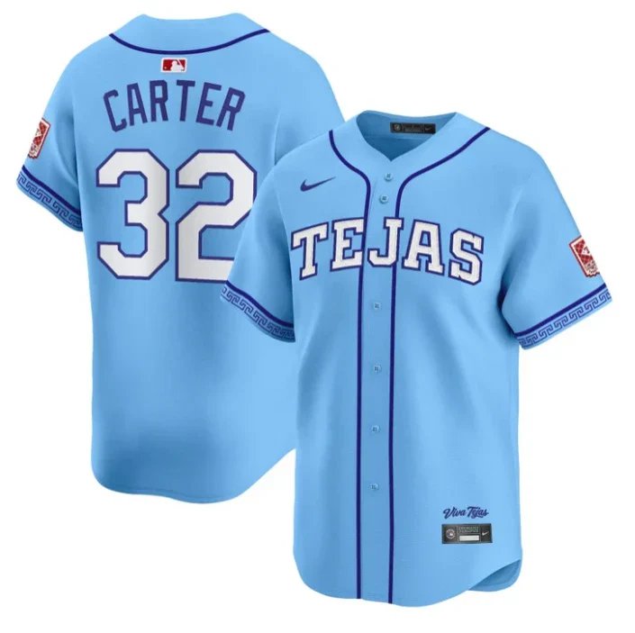 Texas Rangers #32 Evan Carter Blue 2026 City Connect Stadium Stitched Baseball Jersey
