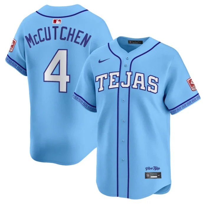 Texas Rangers #4 Andrew McCutchen Blue 2026 City Connect Stadium Stitched Baseball Jersey
