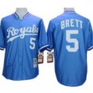 Kansas City Royals #5 George Brett Light Blue Throwback Jersey
