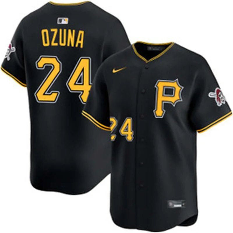 Pittsburgh Pirates #24 Marcell Ozuna Nike Black Alternate Limited Jersey