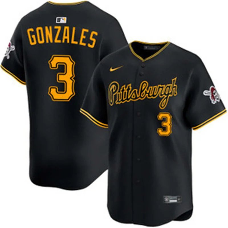 Pittsburgh Pirates #3 Nick Gonzales Nike Black Alternate 2nd Pittsburgh Limited Jersey
