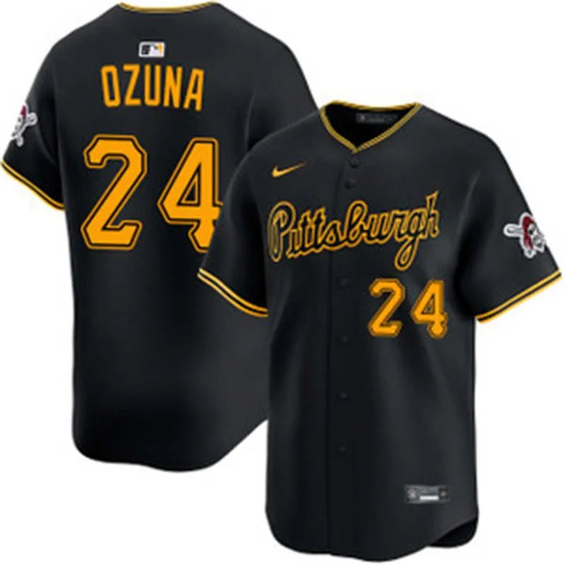 Pittsburgh Pirates #24 Marcell Ozuna Nike Black Alternate 2nd Pittsburgh Limited Jersey