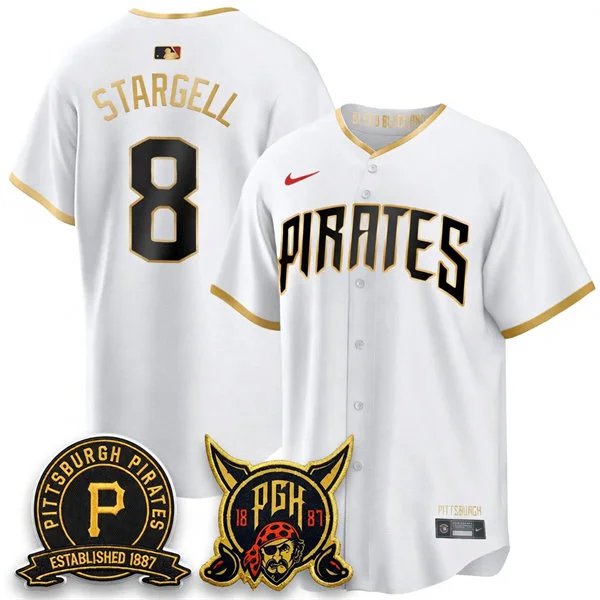 Pittsburgh Pirates Retired Player #8 Willie Stargell White City Connect 2.0 Replics Jersey