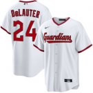 Men's Cleveland Guardians #24 Chase DeLauter White Cool Base Limited Stitched Jersey