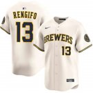 Mens Milwaukee Brewers #13 Luis Rengifo Nike Cream Home Limited Jersey