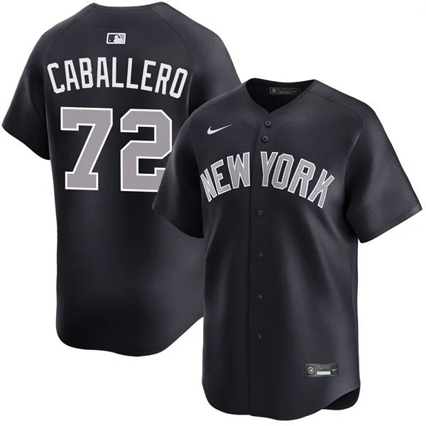 New York Yankees #72 Jose Caballero Nike Navy Alternate 2nd with Name New York Limited Jersey
