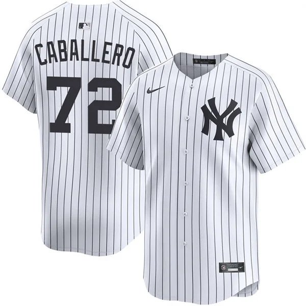 New York Yankees #72 Jose Caballero Nike White Home with Name Limited Jersey