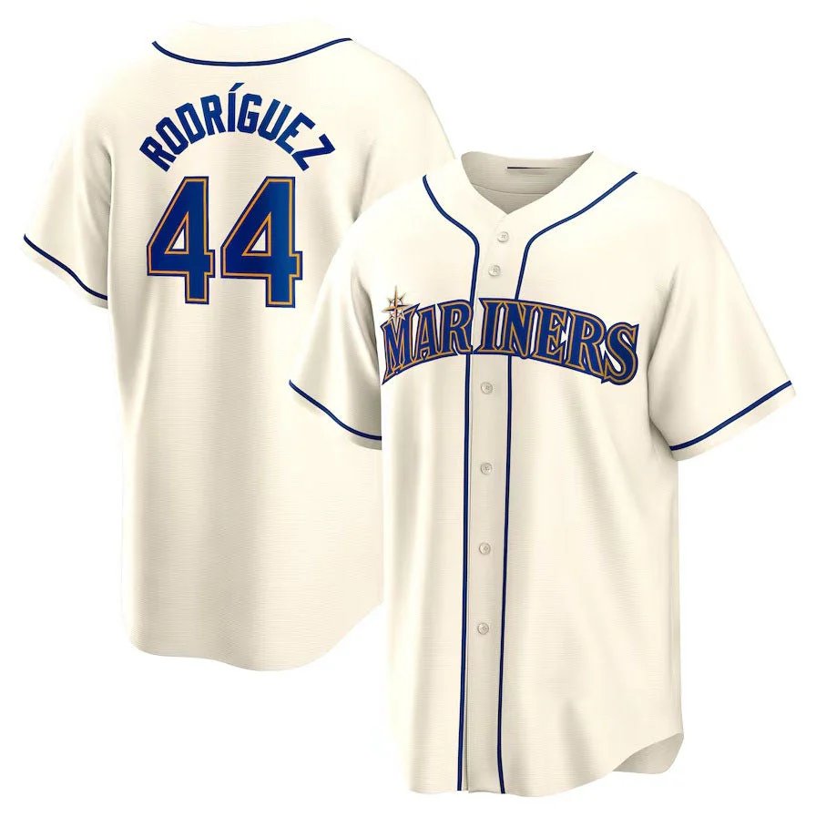 Seattle Mariners #44 Julio Rodr&Atilde;&shy;guez Cream Cool Baseball Stitched Jersey