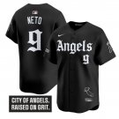 Zach Neto Jersey #9 Los Angeles Angels Gothic Halo Edition Stitched Black