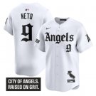 Zach Neto Jersey #9 Los Angeles Angels Gothic Halo Edition Stitched White