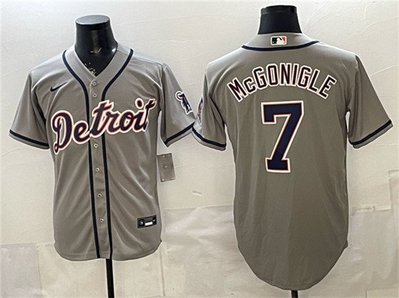 Men's DET #7 Kevin McGonigle Gray Cool Base Stitched Player Jersey