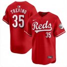 Mens Cincinnati Reds #35 Jose Trevino Scarlet Alternate Reds Limited Jersey
