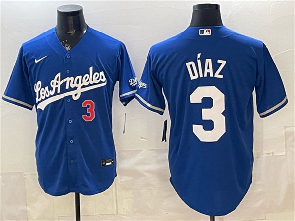 Men's Los Angeles Dodgers #3 Edwin D&Atilde;&shy;az Royal Alternate Stadium Stitched Jersey