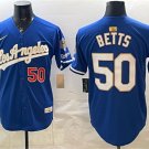 Dodgers #50 Mookie Betts Royal 2026 Gold Collection 9x & B2B Champs Patch Stitched Baseball Jersey