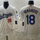Dodgers #18 Yoshinobu Yamamoto White 2026 Gold Collection 9x & B2B Champs Patch Baseball Jersey