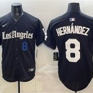 Men's Los Angeles Dodgers #8 Enrique Hernández Black 2025 World Series Jersey