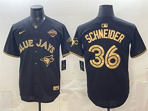 Toronto Blue Jays #36 Davis Schneider Black Gold 2025 American League Champions Baseball Jersey