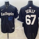 Men's Los Angeles Dodgers #67 Vin Scully Black 2025 World Series Champions Jersey