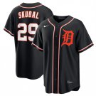 Men's Detroit Tigers #29 Tarik Skubal Black Out Stitched Baseball Jersey