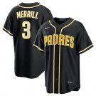 Men's San Diego Padres #3 Jackson Merrill 2026 Black Out Stitched Baseball Jersey