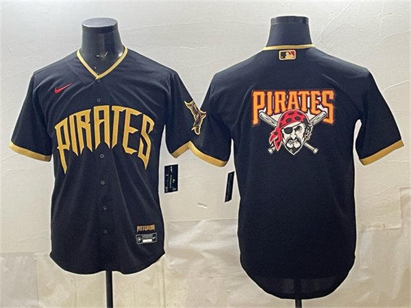 Men's Pittsburgh Pirates Team Big Logo Black 2026 City Connect Stadium Stitched Jersey