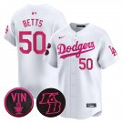 Dodgers #50 Mookie Betts White 2026 Mother’s Day Vapor Premier Stitched Baseball Jersey