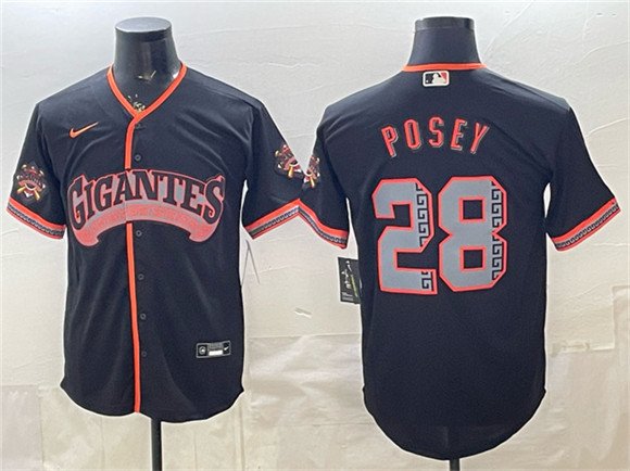 Men's San Francisco Giants #28 Buster Posey Black 2026 Alternate Stadium Jersey